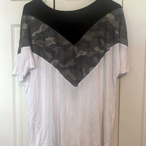 Cami, black and white color-block shirt